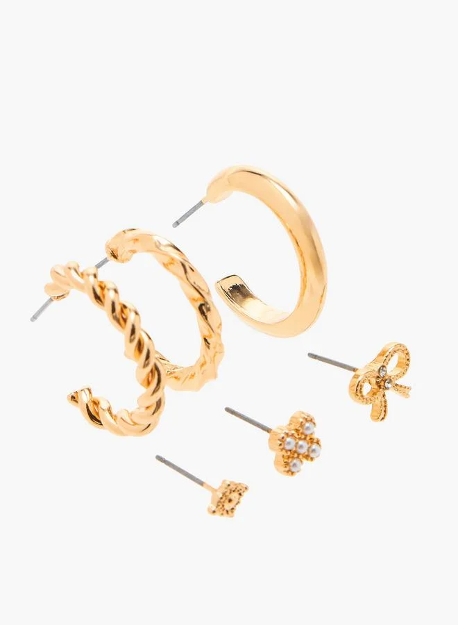 Flora Bella By Shoexpress Assorted Metallic Earrings With Pushback Closure - Set Of 6 Ramadan Collections